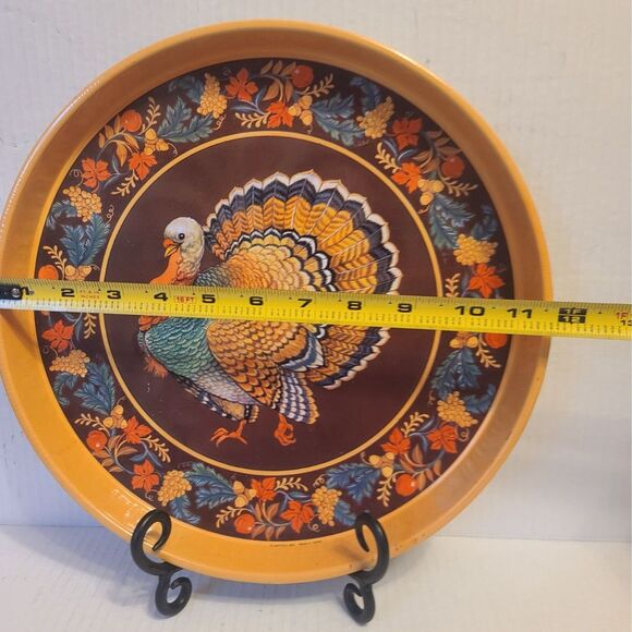 Holiday Turkey Metal‎ Tin Serving Tray Multi Color Gibson Giftco Gallery 1992 - Picture 5 of 5